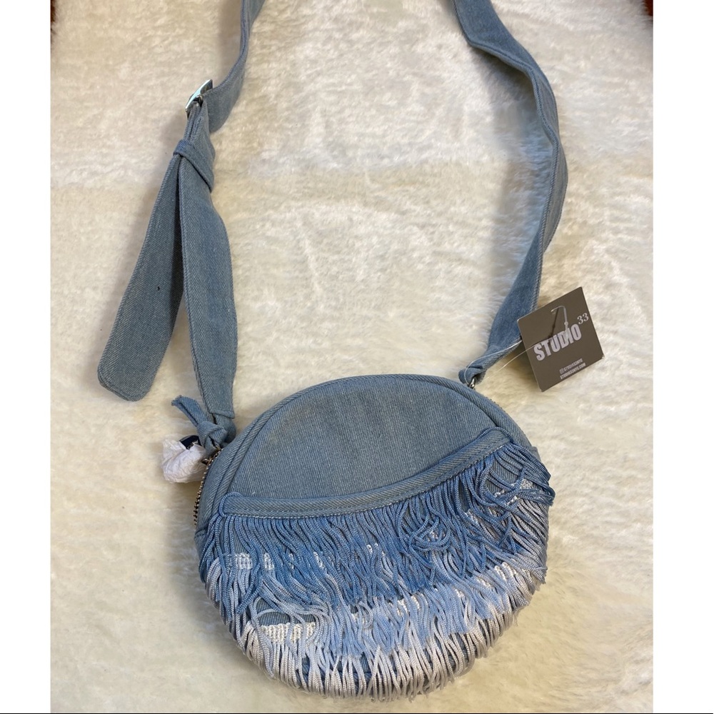 NWT Denim Circle Fringe Crossbody by Studio33